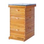 VLoveBee 10-Frame 3-Layer Cedar Wood Langstroth Bee Hive Kit - Complete Wax Dipped Logo-Free Beehive with 2 Deep Boxes, 1 Medium Super, Frames & Foundations