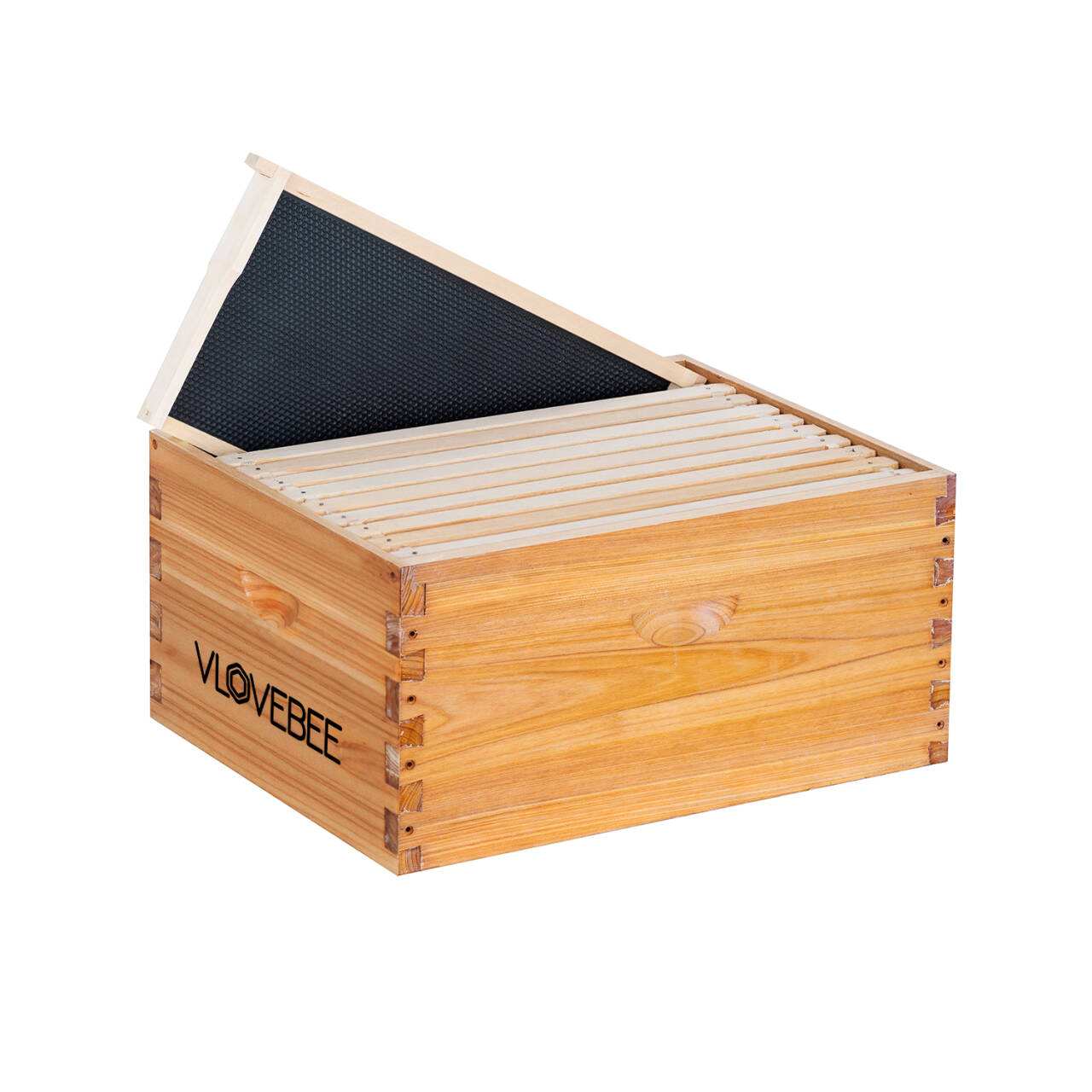 Vlovebee Hives 10-Frame Wax-Dipped Deep Brood Bee Box Come With Pine Wooden Frames and Beeswax-Coated Plastic Foundation Sheet(Unassembled)